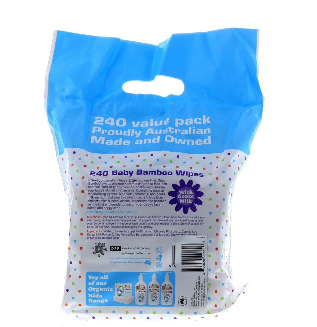 Bamboo Wipes Fragrance Free 240's Pack V449000