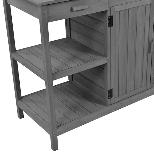 66" Wooden Potting Bench with Drawers Cabinet and Shelves A743794