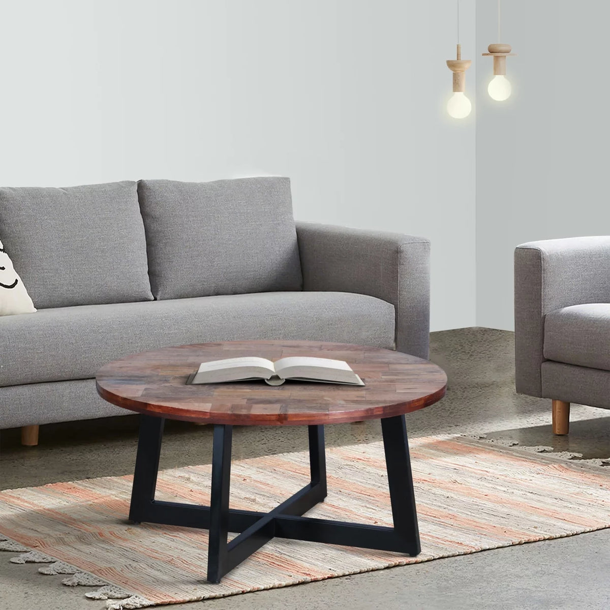 31 Inch Round Mango Wood Coffee Table V1005