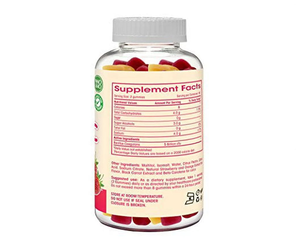 Sugar Free Probiotic Gummies 5 Billion CFU Vegetarian Kosher 90 Count M3221