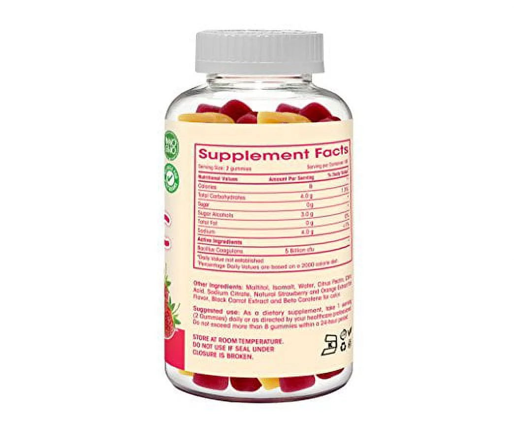 Sugar Free Probiotic Gummies 5 Billion CFU Vegetarian Kosher 90 Count M3221