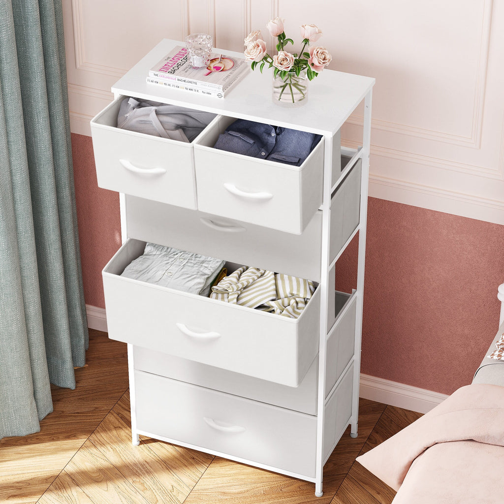 White 6 Drawer Wood Dresser V66447