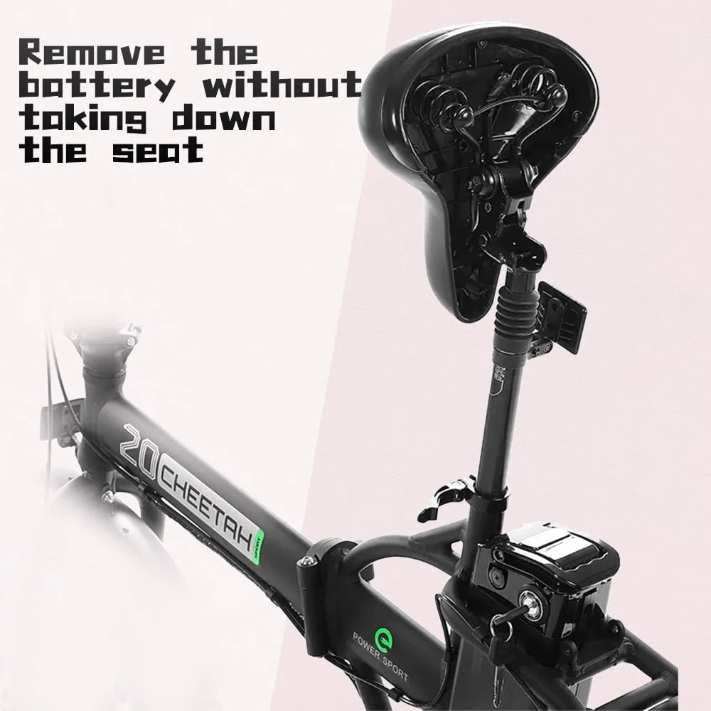20 Folding Electric Bike Fat Tire 48V 500W Black N45709