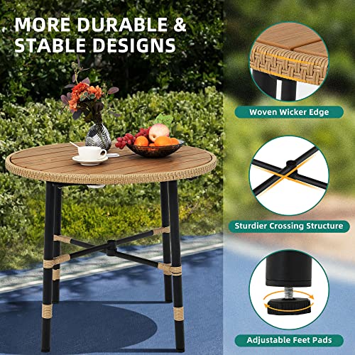 5 Pieces Wicker Patio Dining Table Chair Set with Umbrella Hole E23452