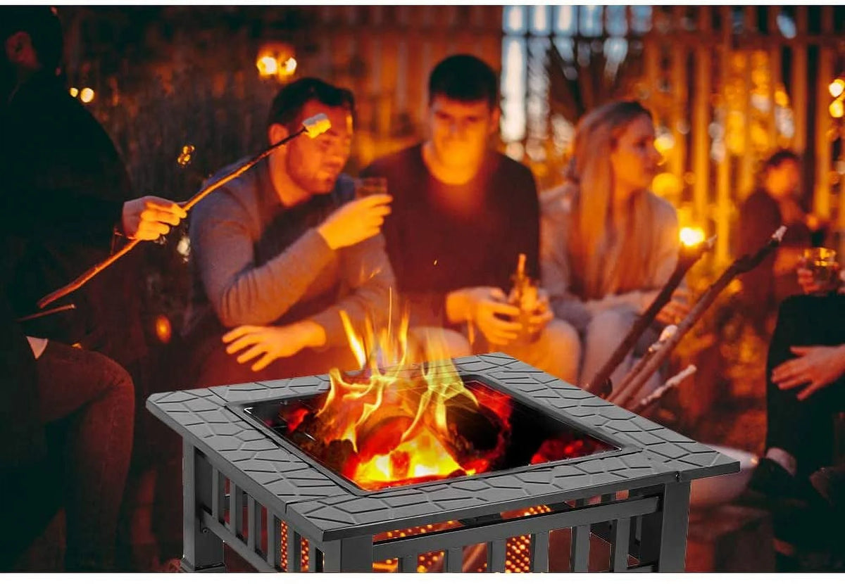 Steel 32'' Square Wood Burning Fire Pit G3736