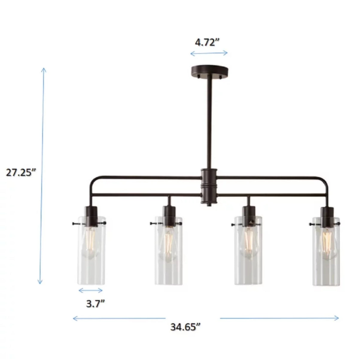 Bronze Metal Clear Glass 4-Light Island Pendant Light H17373