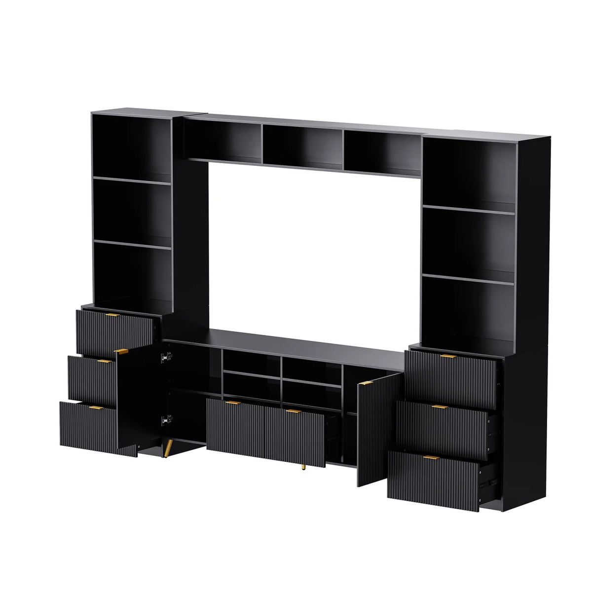 Modern TV Stand with 13 Shelves, 8 Drawers and 2 Cabinets M825