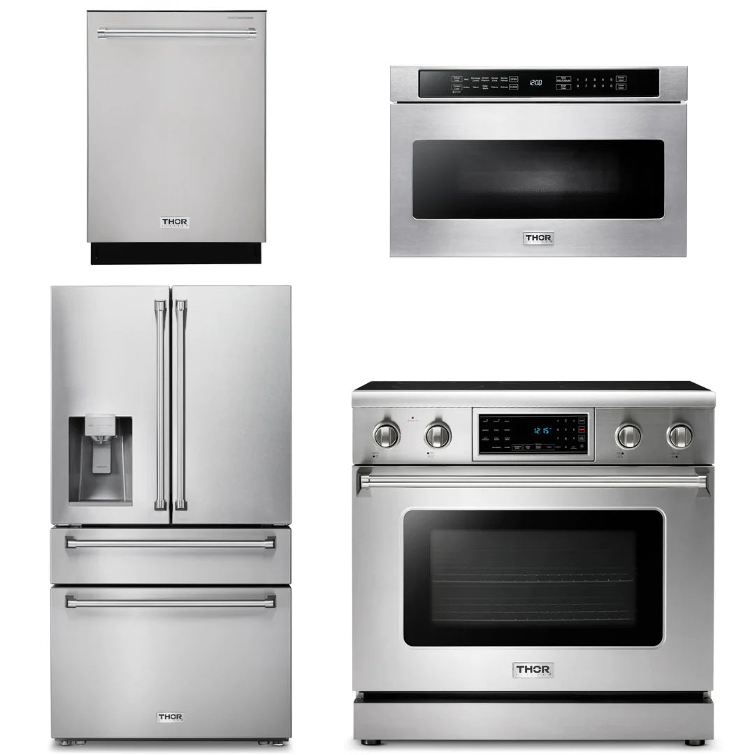 36 Electric Range, Microwave, Refrigerator with Water and Ice Dispenser, Dishwasher M113338