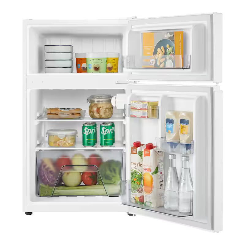White 2-Door Mini Refrigerator with Freezer B2153