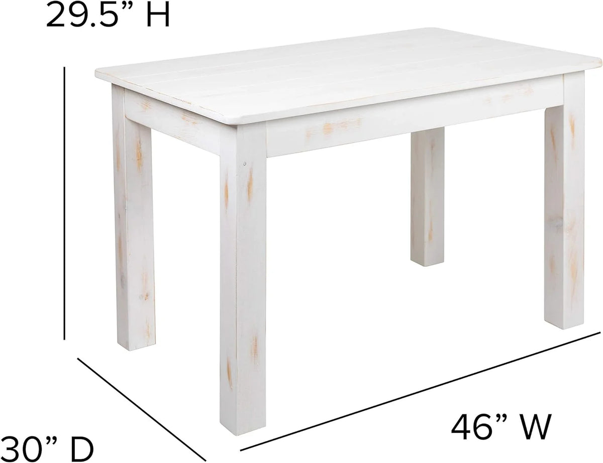 46" X 30" Rectangular Antique Rustic White Solid Pine Dining Table Q58488