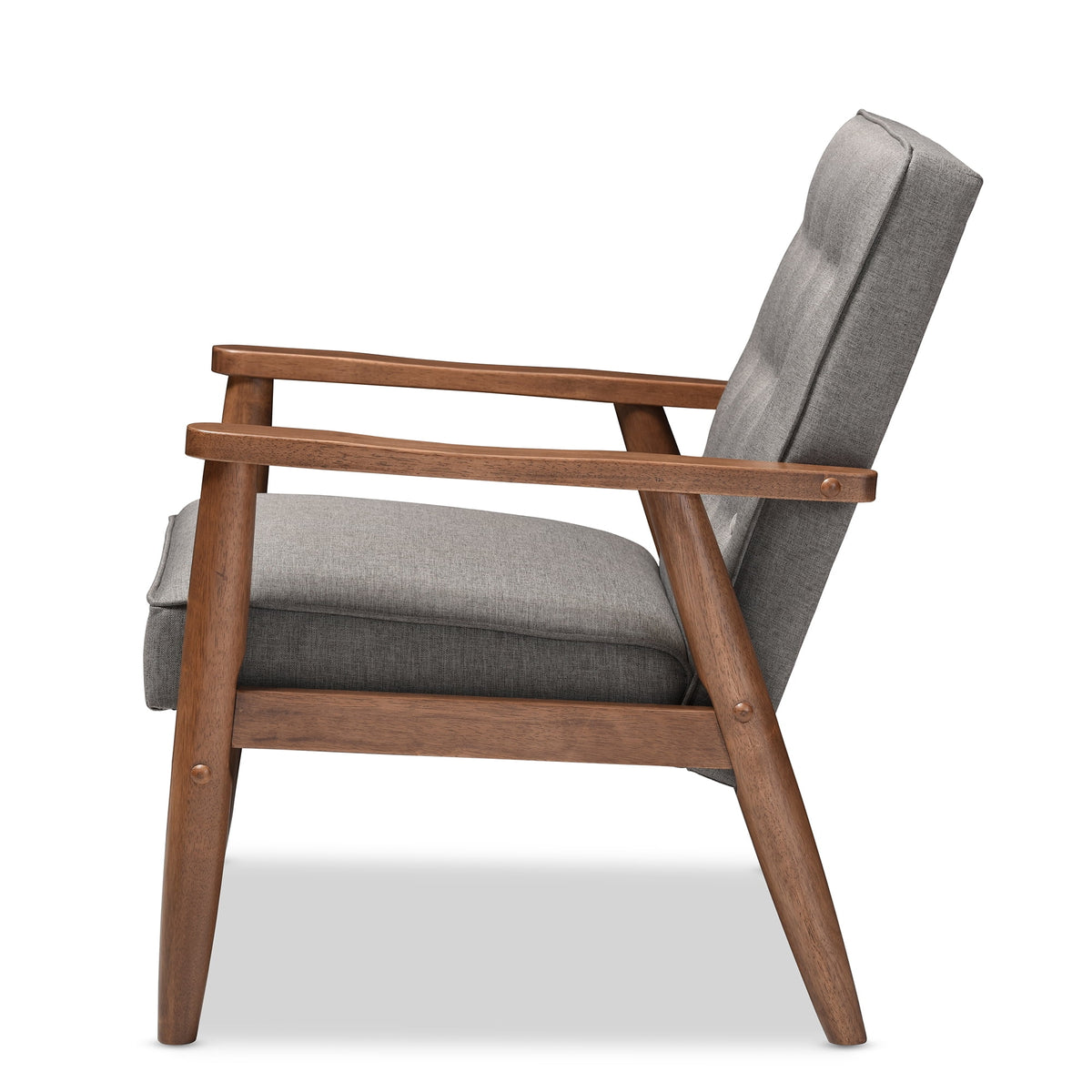 Grey Fabric Upholstered Wooden Lounge Chair Y7759