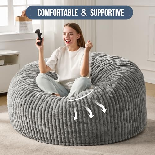 5ft Black Plush Bean Bag Chair T485147