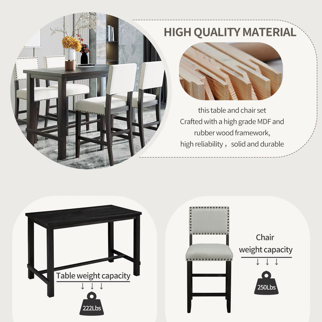 5 Piece Counter Height Bar Table with 4 Chairs L57298
