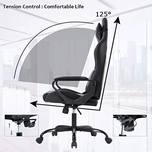 White Ergonomic High-Back Gaming Chair with Lumbar Support U81135