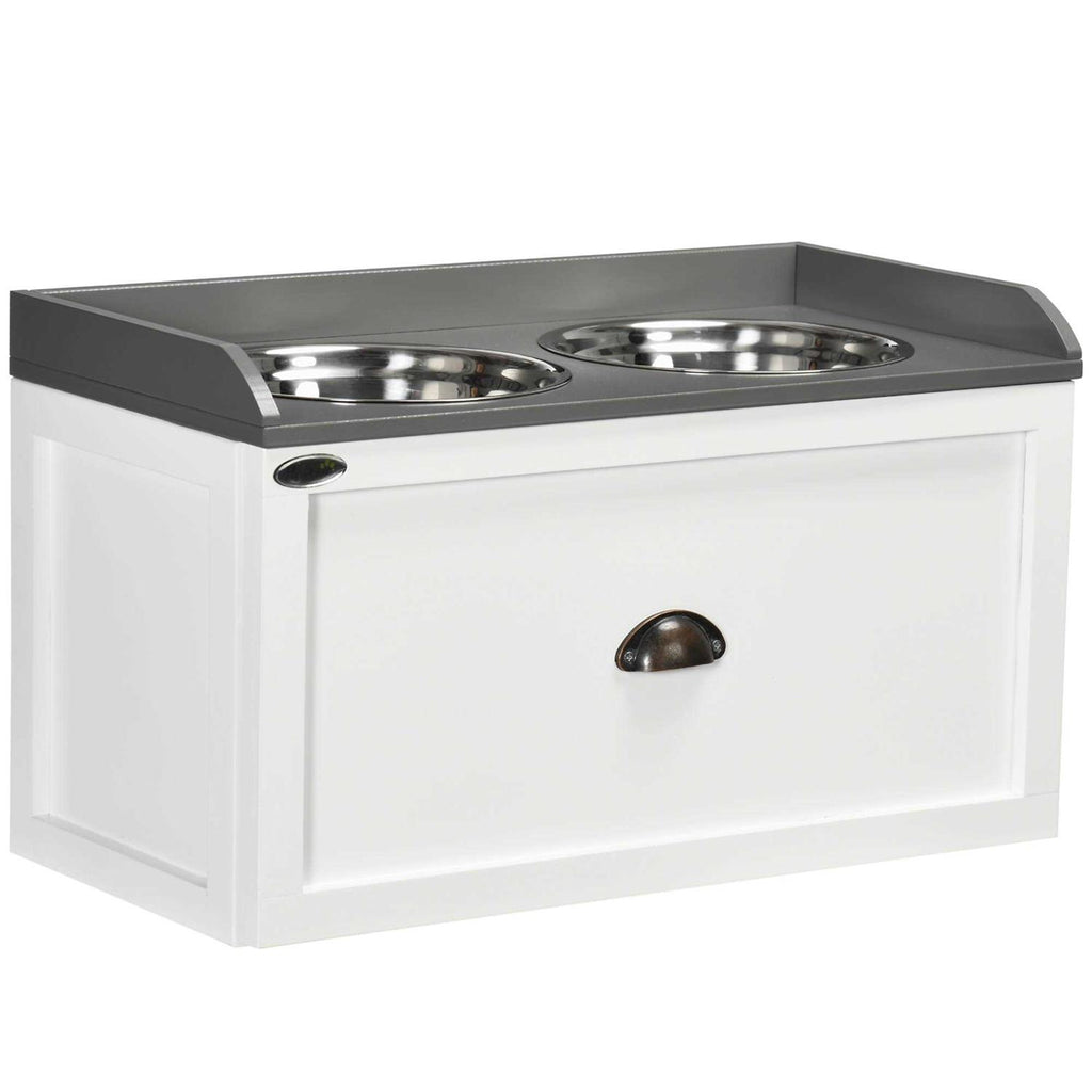 Large Elevated Dog Bowls with Storage Drawer H2804