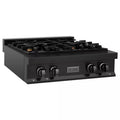 4 Burner Gas Cooktop with Brass Burners in Black Stainless Steel P931998