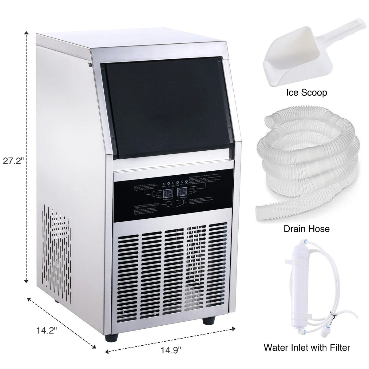 Commercial Ice Maker 90lb Stainless Steel Cube Machine X311