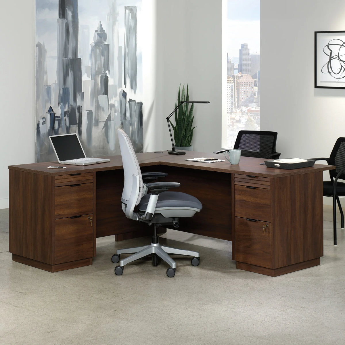 72" L-Shaped Engineered Wood Computer Desk A944