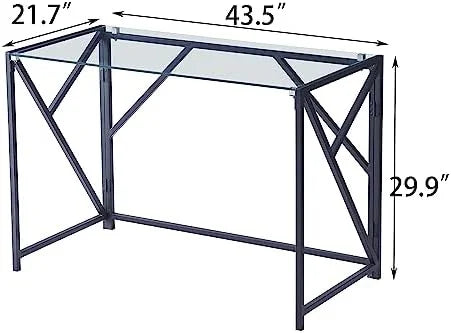 Modern Glass Computer Desk with Stainless Steel Frame Z124866