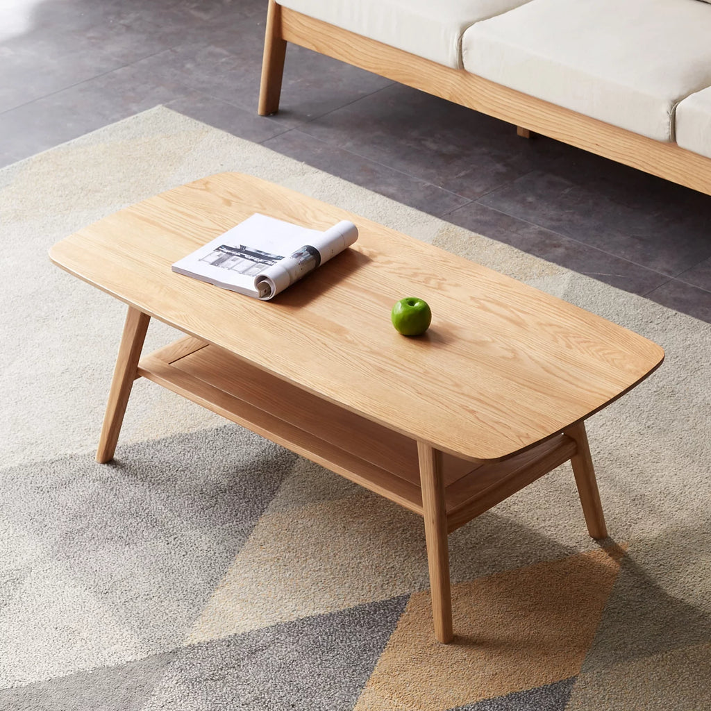 Solid Wood Coffee Table with Storage Shelf 120 x 56 x 44 cm S410
