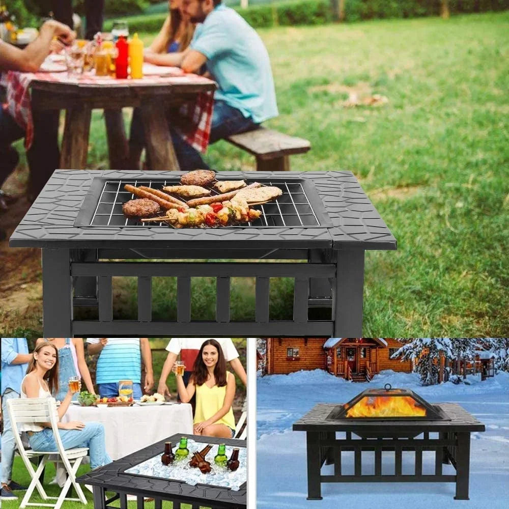 Steel 32'' Square Wood Burning Fire Pit G3736