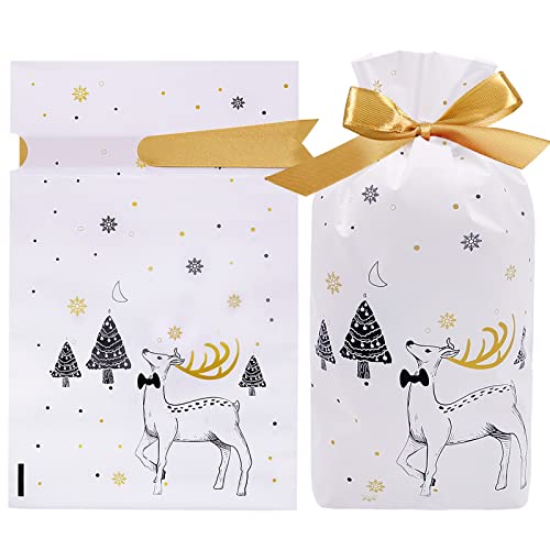 30 Pc Foil Drawstring Christmas Gift Bags Assorted Sizes R19425