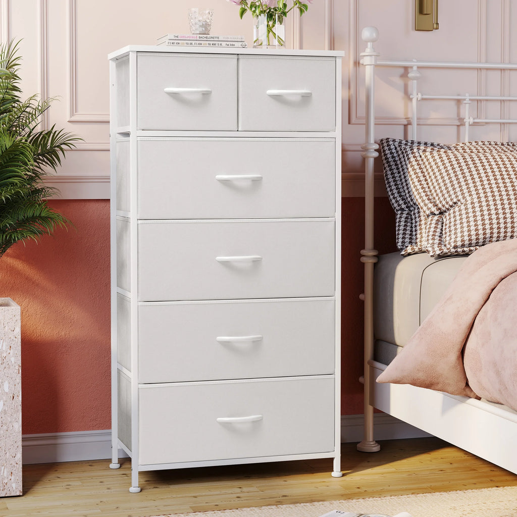 White 6 Drawer Wood Dresser V66447