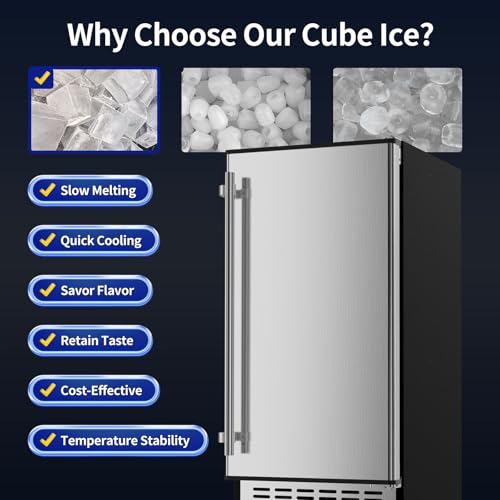 15 Inch Stainless Steel Built-in Freestanding Ice Maker with 30lbs Storage Bin O9508