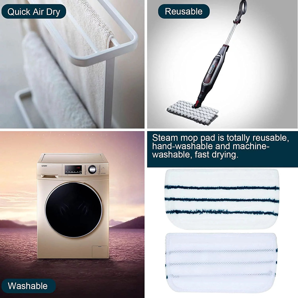 8 Pack Replacement Steam Mop Pads Q340