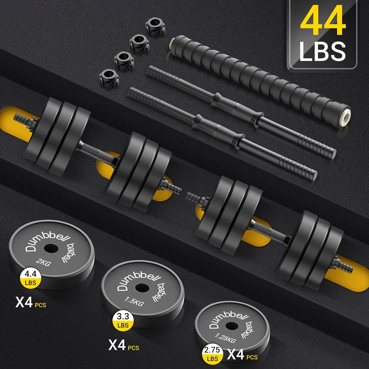 Adjustable Dumbbell Barbell 2 in 1, 22lbs H854299