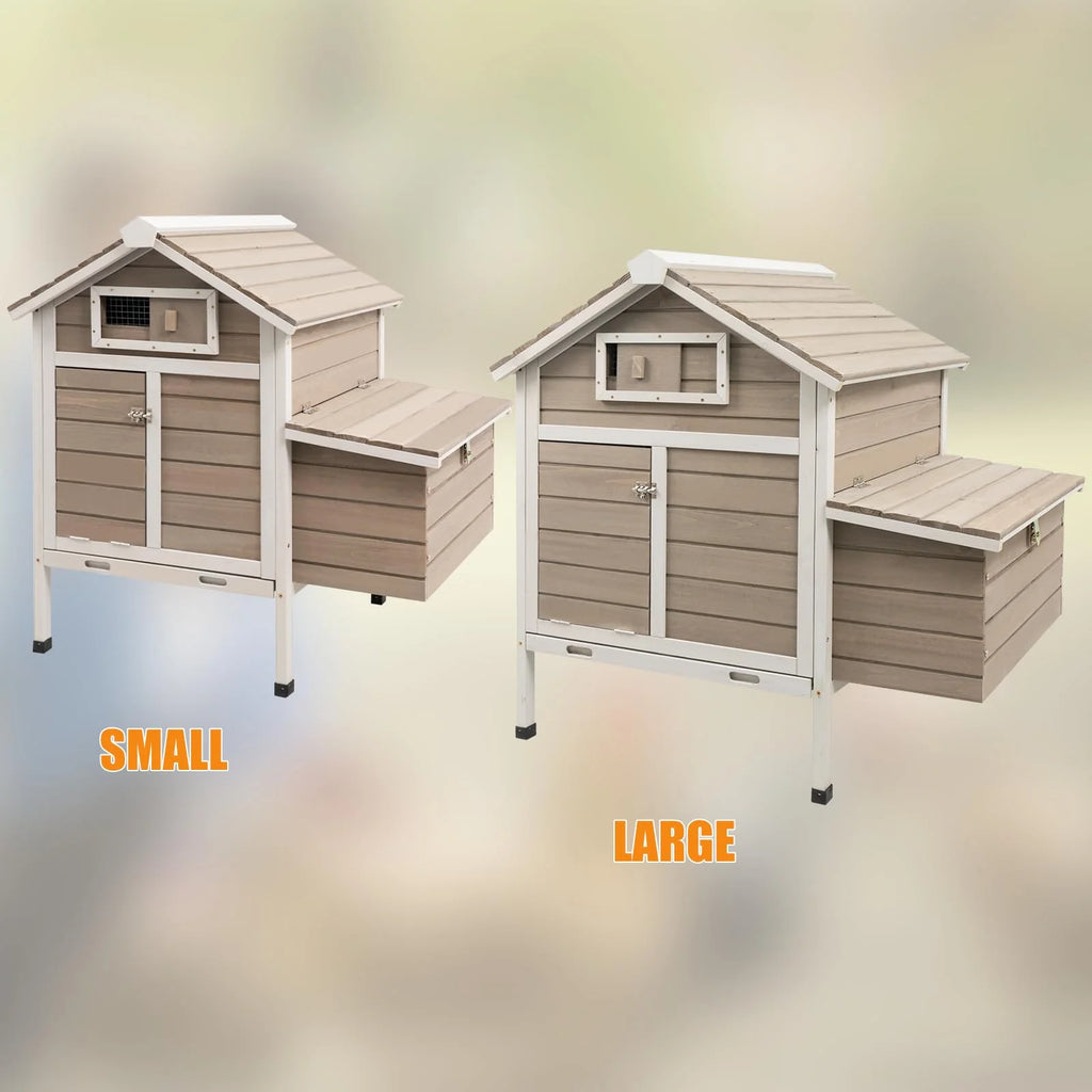 Grey Wooden Chicken Coop with Nesting Box and Ramp P539633