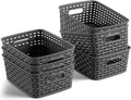 Set of 6 Plastic Storage Baskets with Cutout Handles Z693