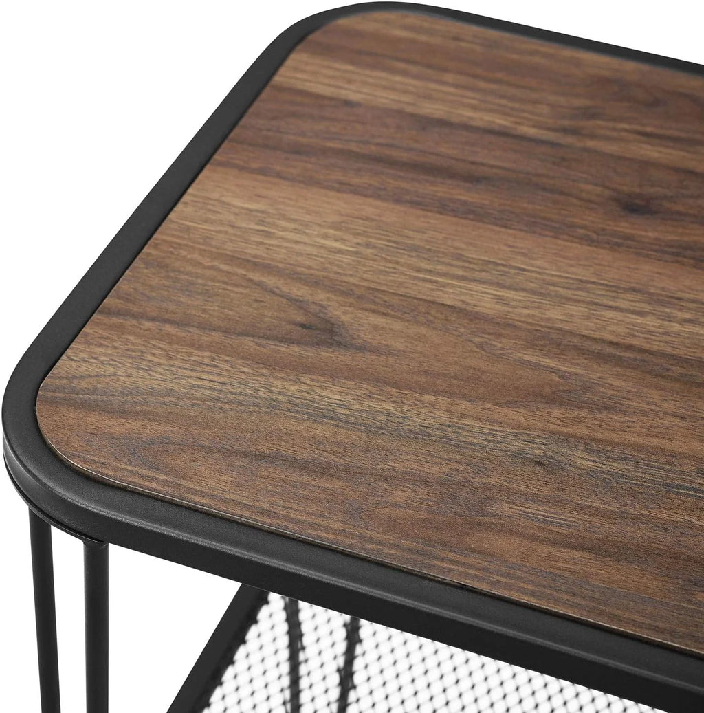 Square Side Accent Table, 16 Inch, Dark Walnut P683603