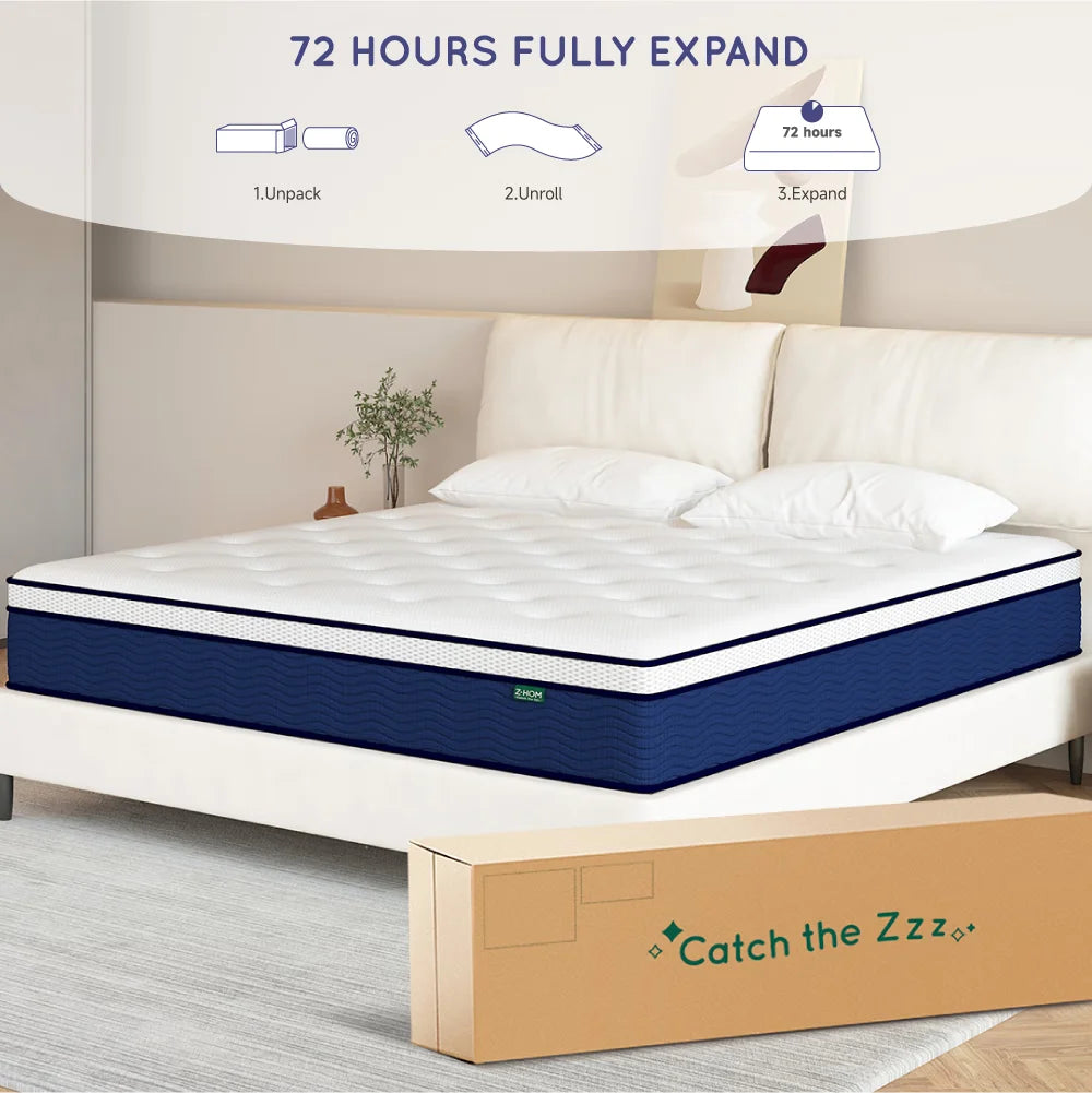 King Size 12 inch Gel Memory Foam Hybrid Mattress X6701