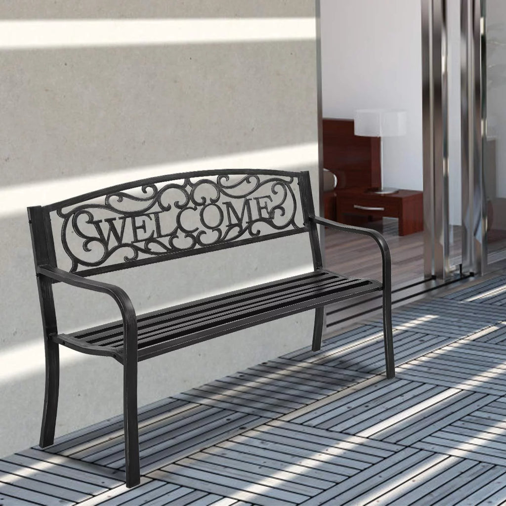 Patio Bench 400 lbs Cast Iron Metal Outdoor Seating M898345