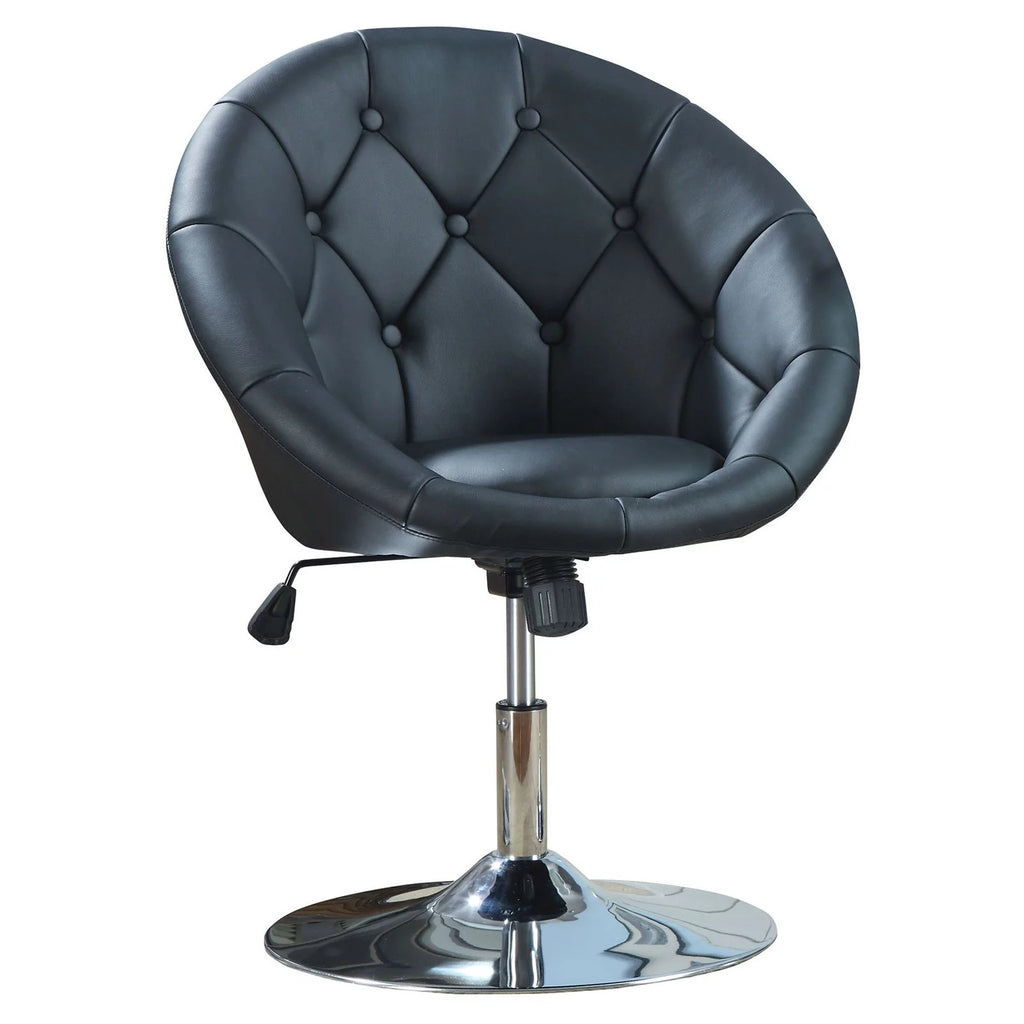 Black Faux Leather Swivel Accent Chair B576654