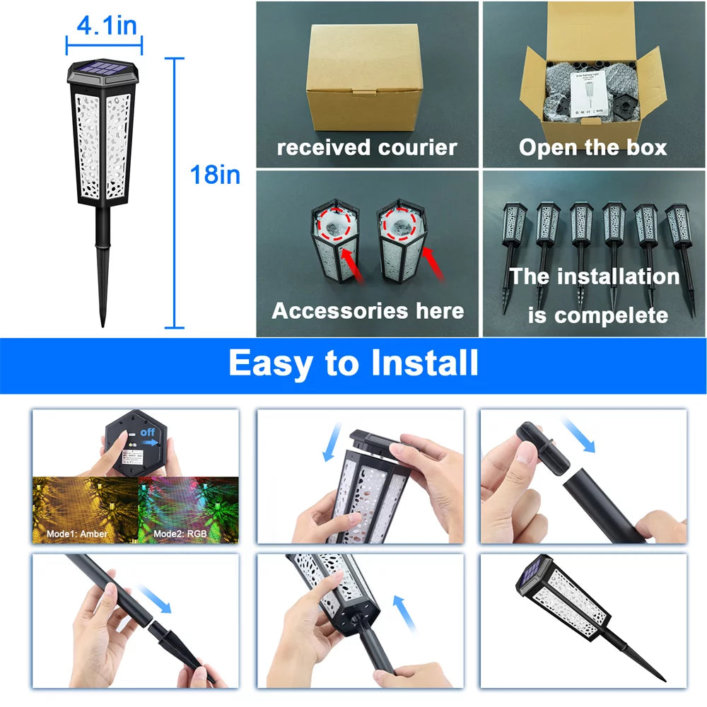 6 Pack Color Changing Solar Pathway Lights Q925845
