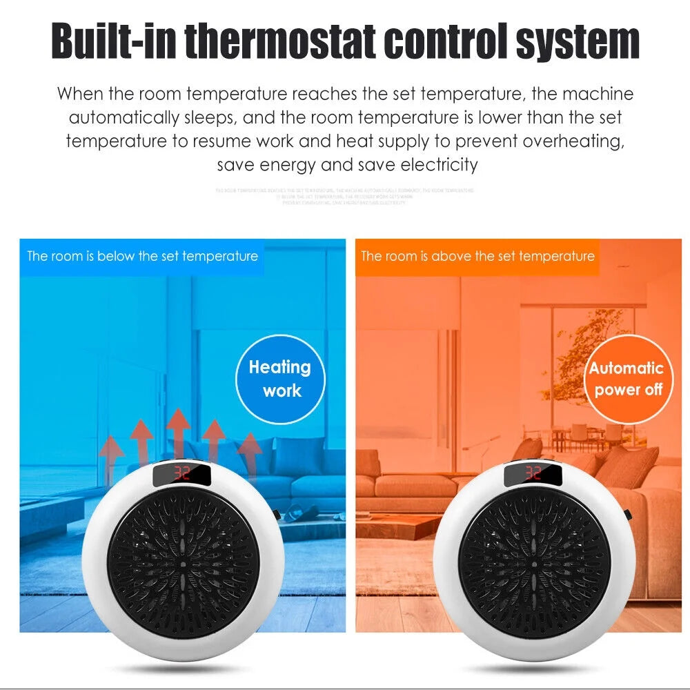 900W Plug-in Electric Heater Fan with Remote Timer R866909