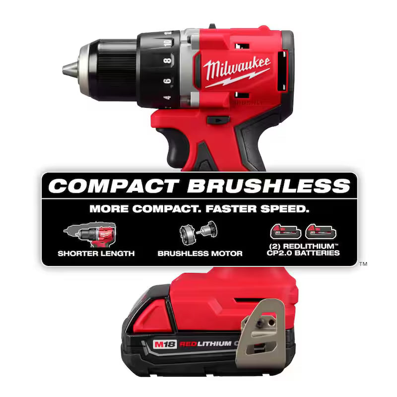 18V Brushless Cordless 1/2 in. Compact Drill/Driver Kit with 45-Piece Screwdriver Bit Set X490104