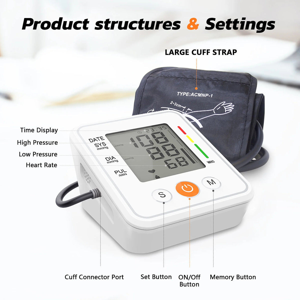 Blood Pressure Monitors with LED Display Voice Broadcasting B321