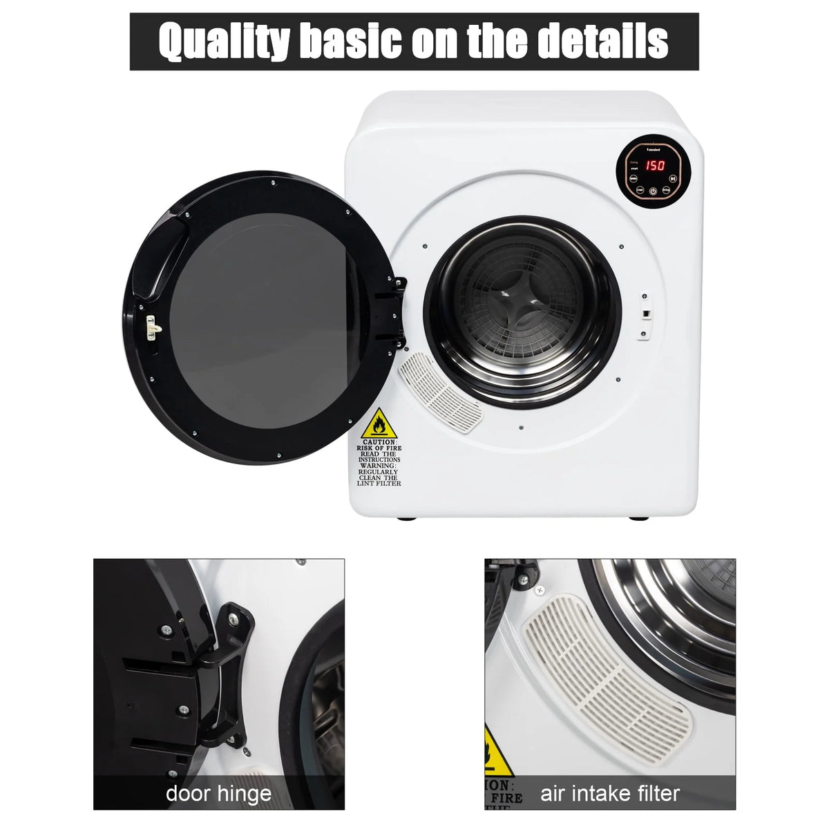 Electric Portable Laundry Dryer 13.2LBS White J24863
