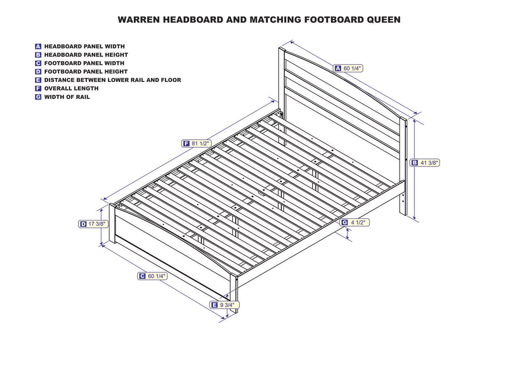 Queen Wood Platform Bed Frame with Headboard and Footboard M11418