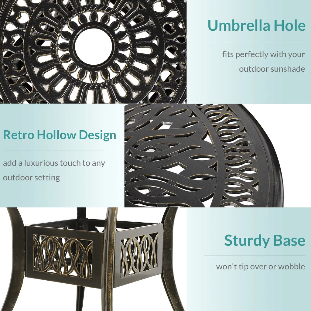 5 Piece All-Weather Cast Aluminum Patio Dining Set with Umbrella Hole V5124