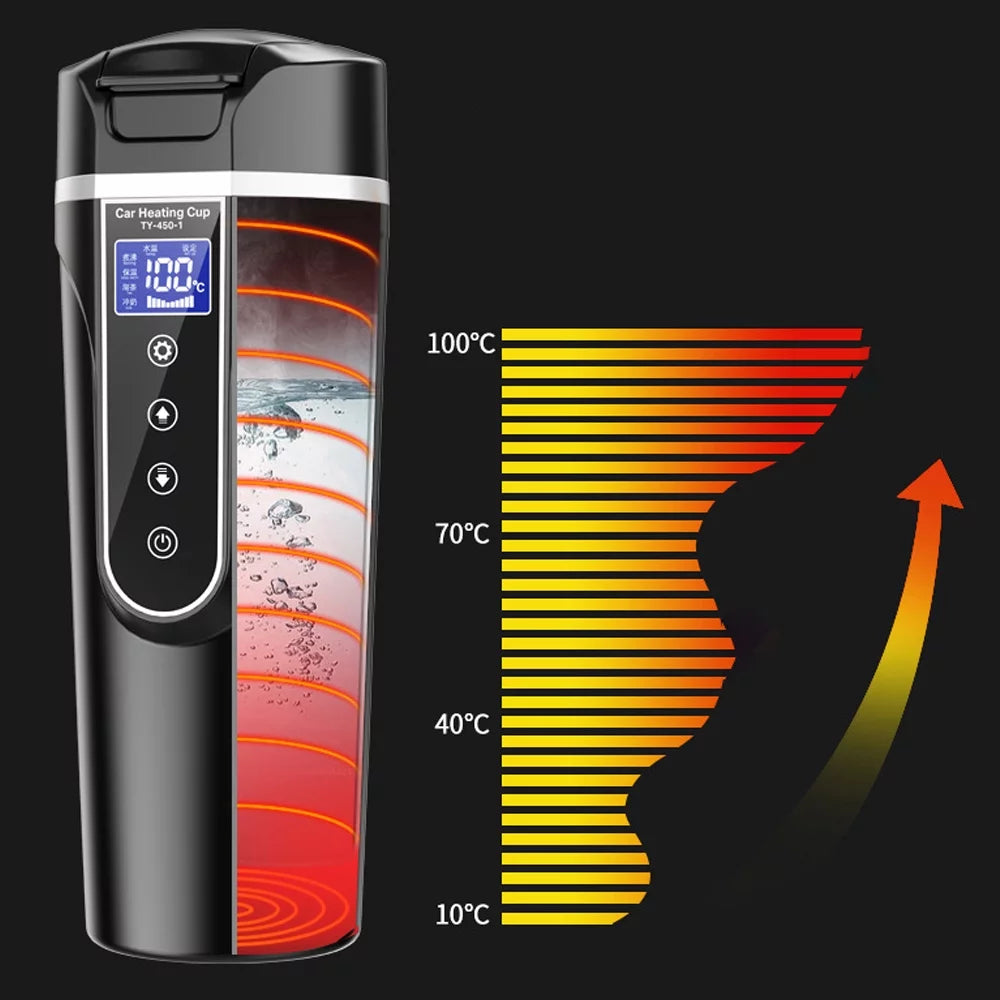 12V 24V Heated Water Cup Electric Kettle LCD Display X7503
