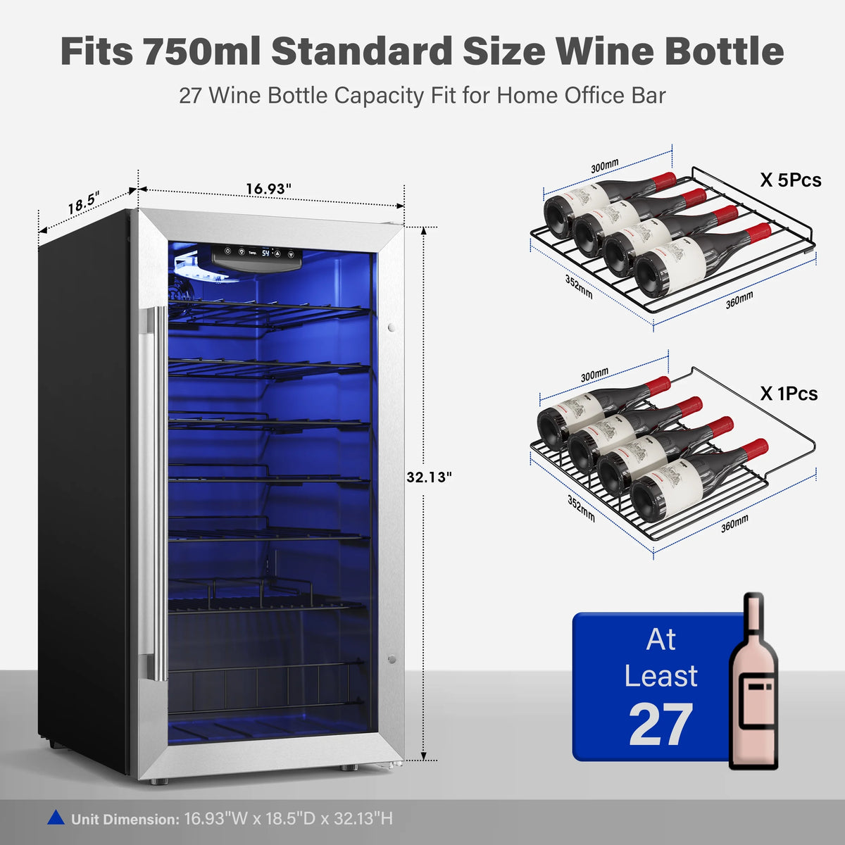 Stainless Steel 27 Bottle Wine Refrigerator X873