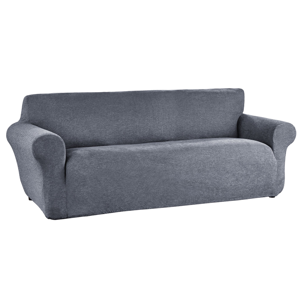 Blue Chenille Stretch-to-Fit Sofa Slipcover I892