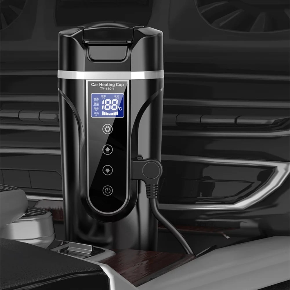 12V 24V Heated Water Cup Electric Kettle LCD Display X7503