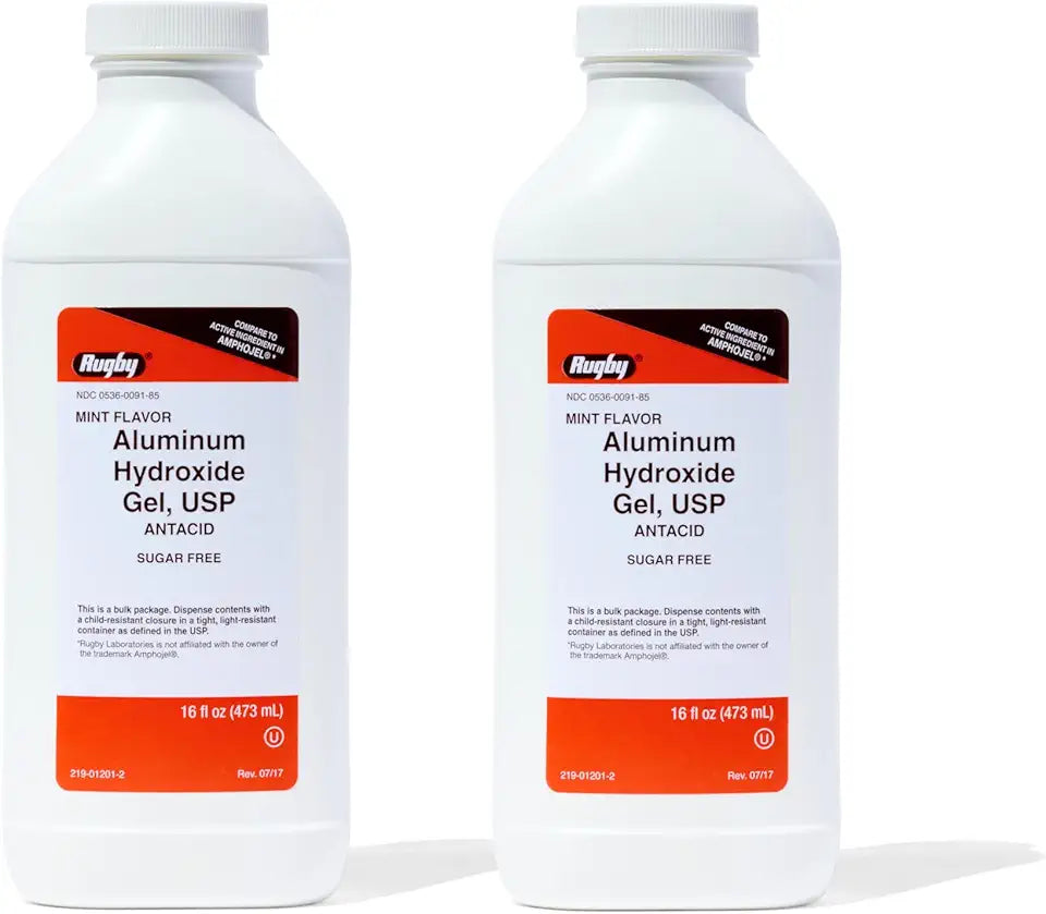 320 mg Aluminum Hydroxide Antacid Liquid Sugar-Free Mint Flavored 16 Fl. Oz. 2 Pack Z7178