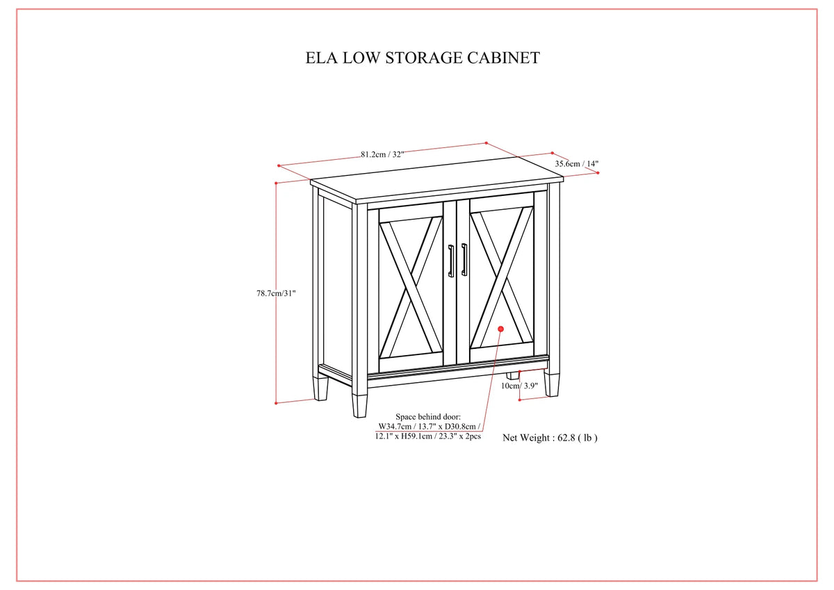 Smoky Brown Solid Wood 32 inch Low Storage Cabinet Y792111