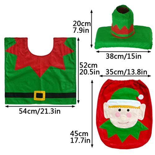 3 Pcs Christmas Toilet Seat Cover and Rug Set U137